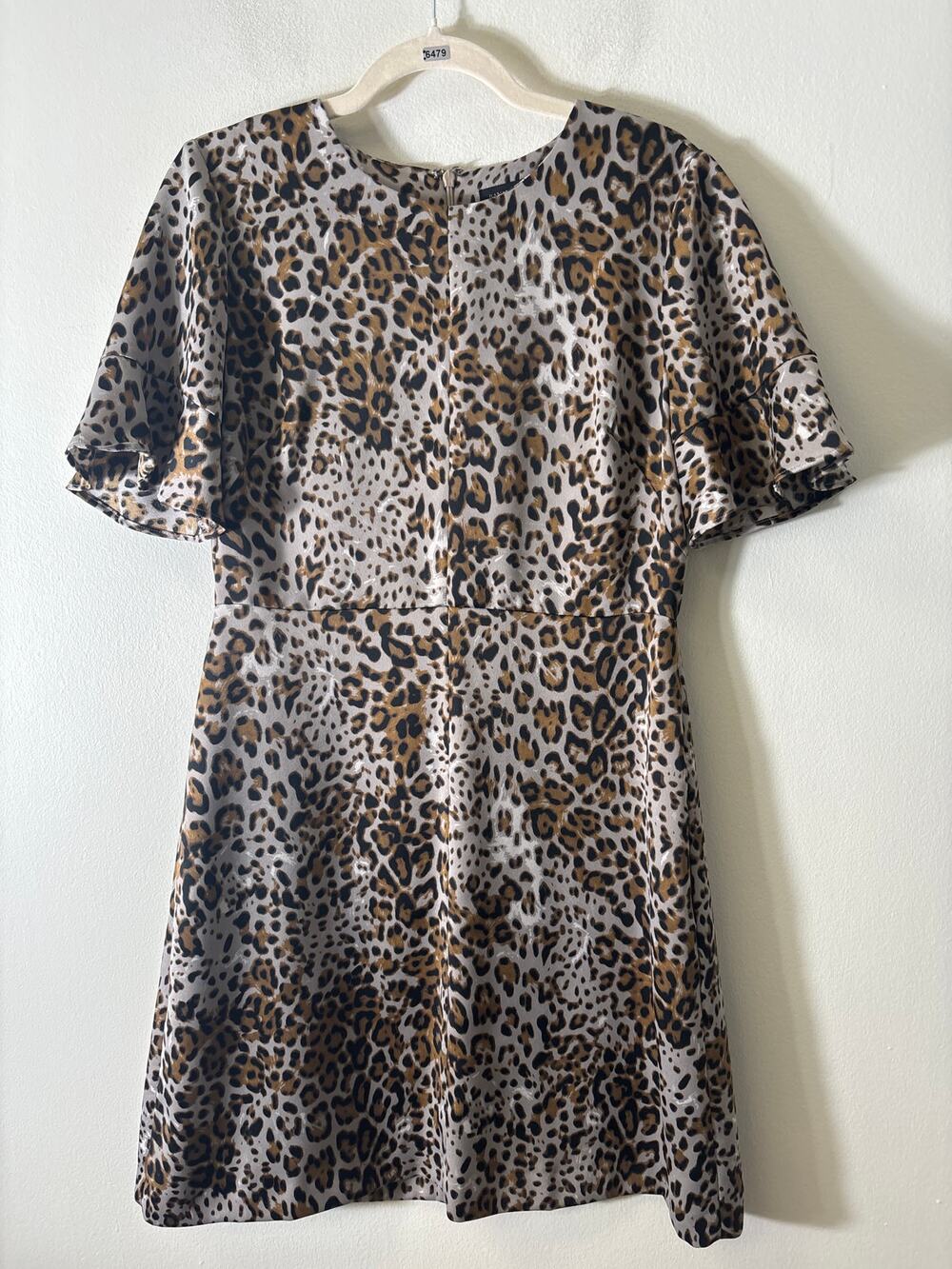Banana Republic Silver Brown Cheetah Print Half Sleeve Knee Length Dress Sz 8